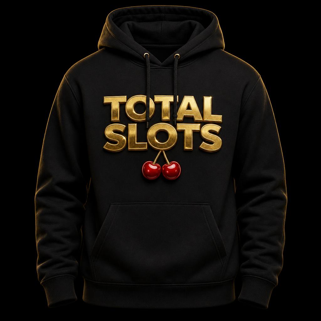 Black Total Slots hoodie with gold wordmark